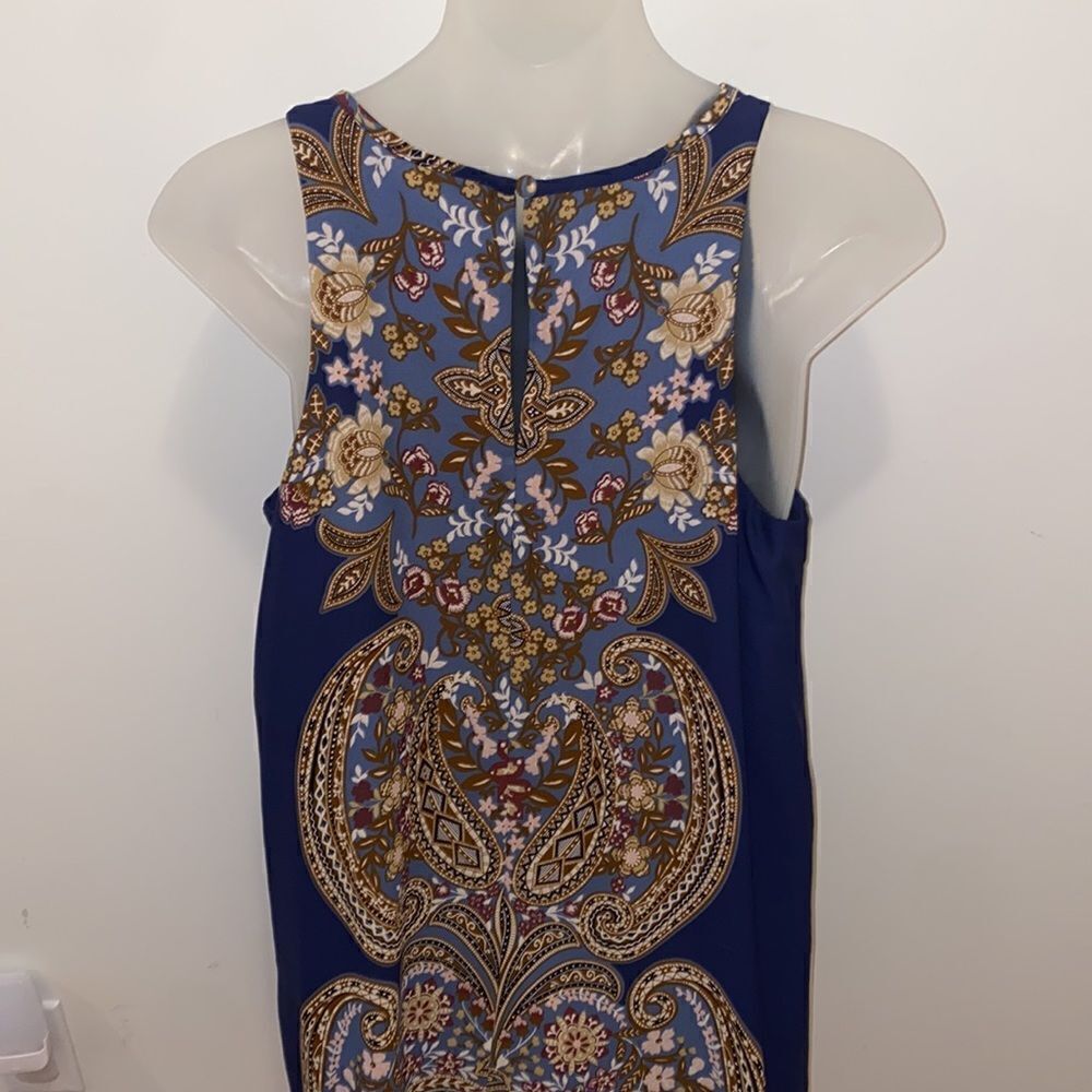 Ark n Co & Co Dress Tunic Top Shirt Paisley Blue NWT Small S - Picture 4 of 7